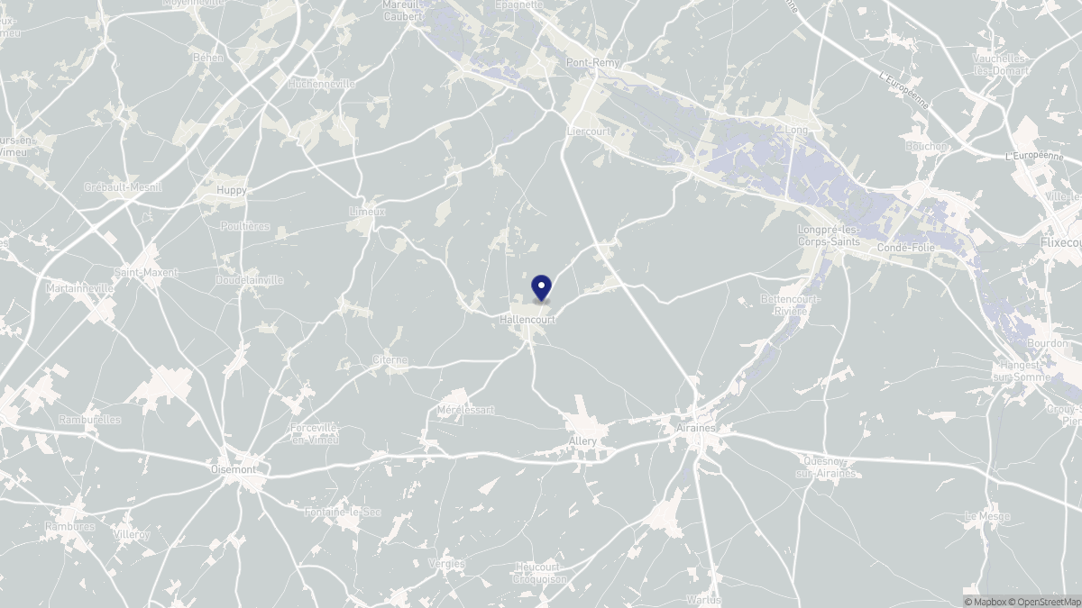 Aperçu cartographique de Hallencourt, centré sur la commune