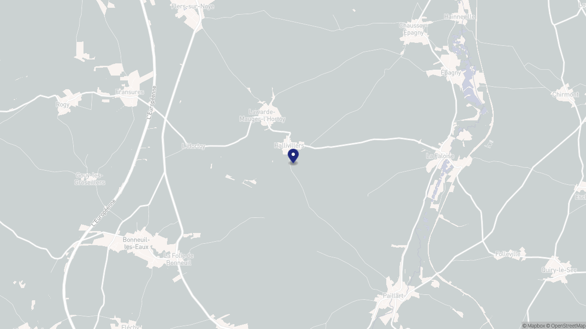 Aperçu cartographique de Hallivillers, centré sur la commune
