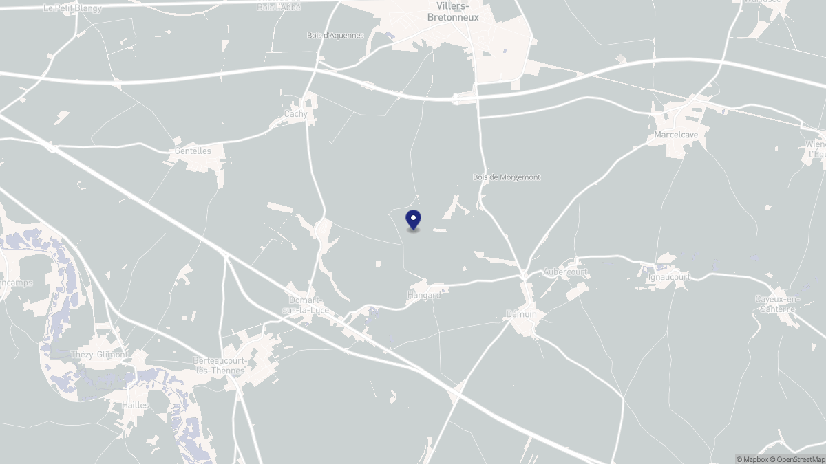 Aperçu cartographique de Hangard, centré sur la commune