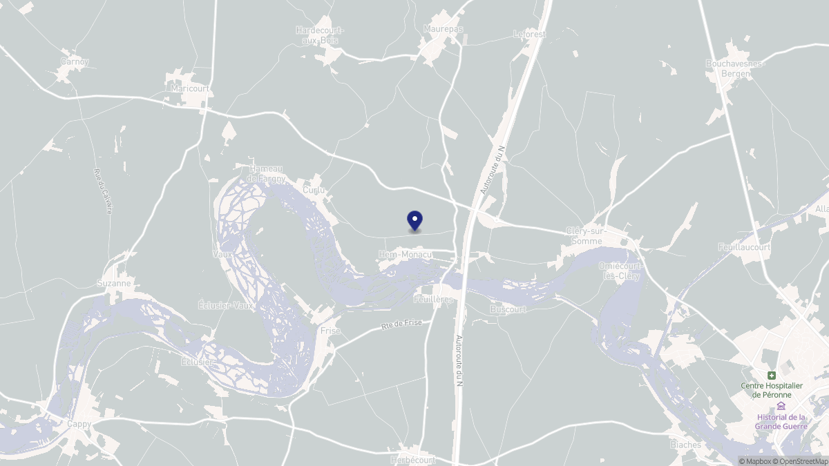 Aperçu cartographique de Hem-Monacu, centré sur la commune