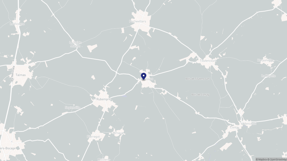 Aperçu cartographique de Hérissart, centré sur la commune