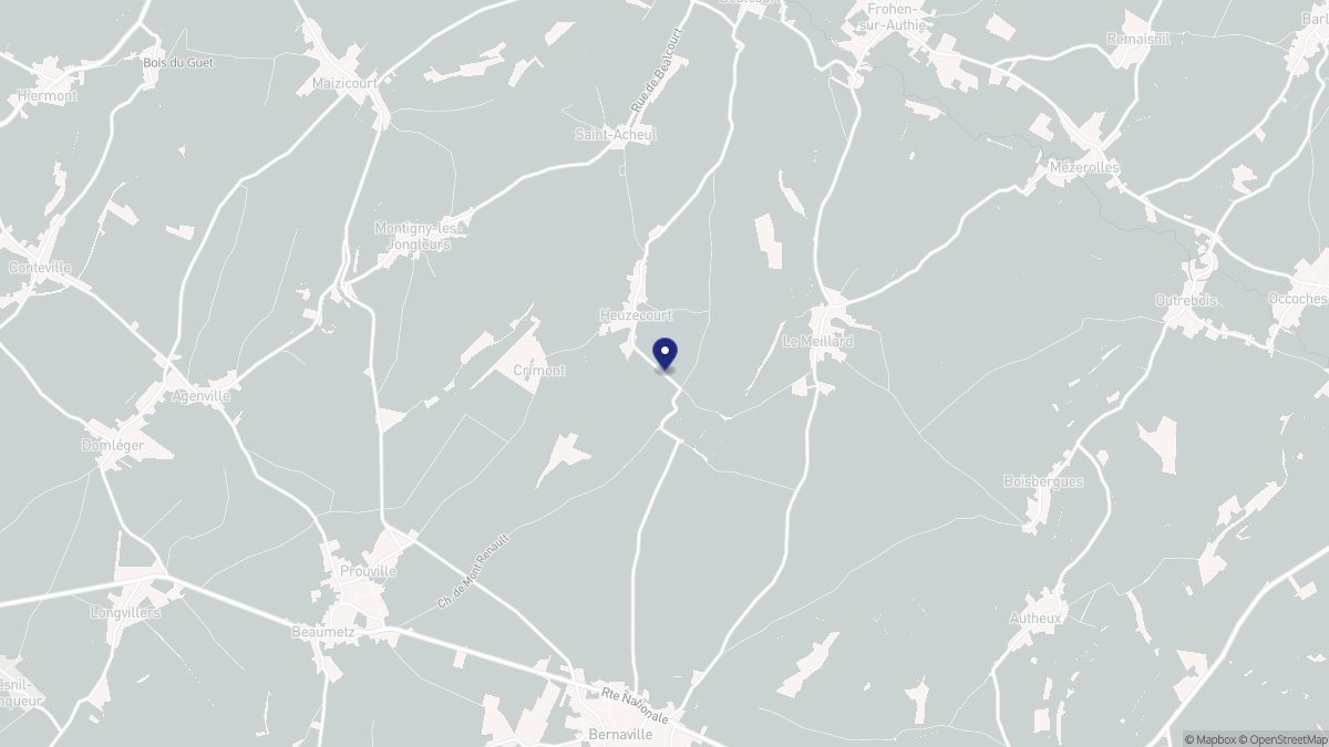 Aperçu cartographique de Heuzecourt, centré sur la commune