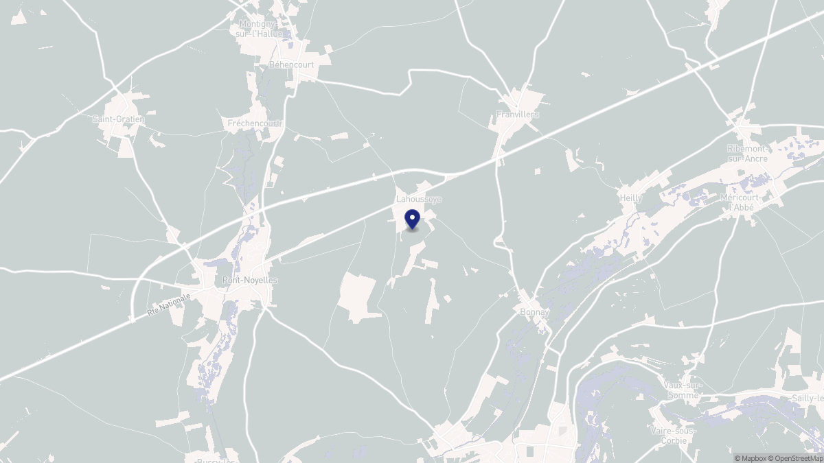 Aperçu cartographique de Lahoussoye, centré sur la commune
