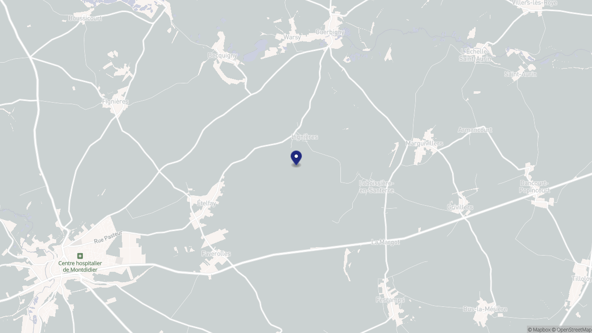 Aperçu cartographique de Lignières, centré sur la commune