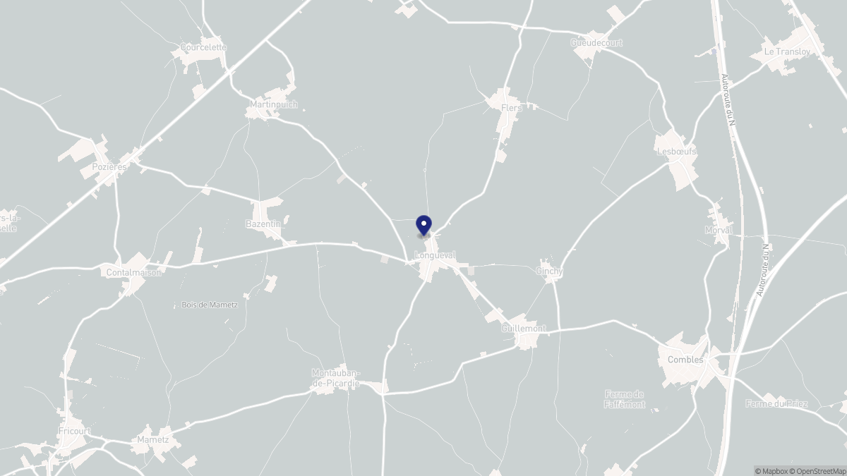 Aperçu cartographique de Longueval, centré sur la commune