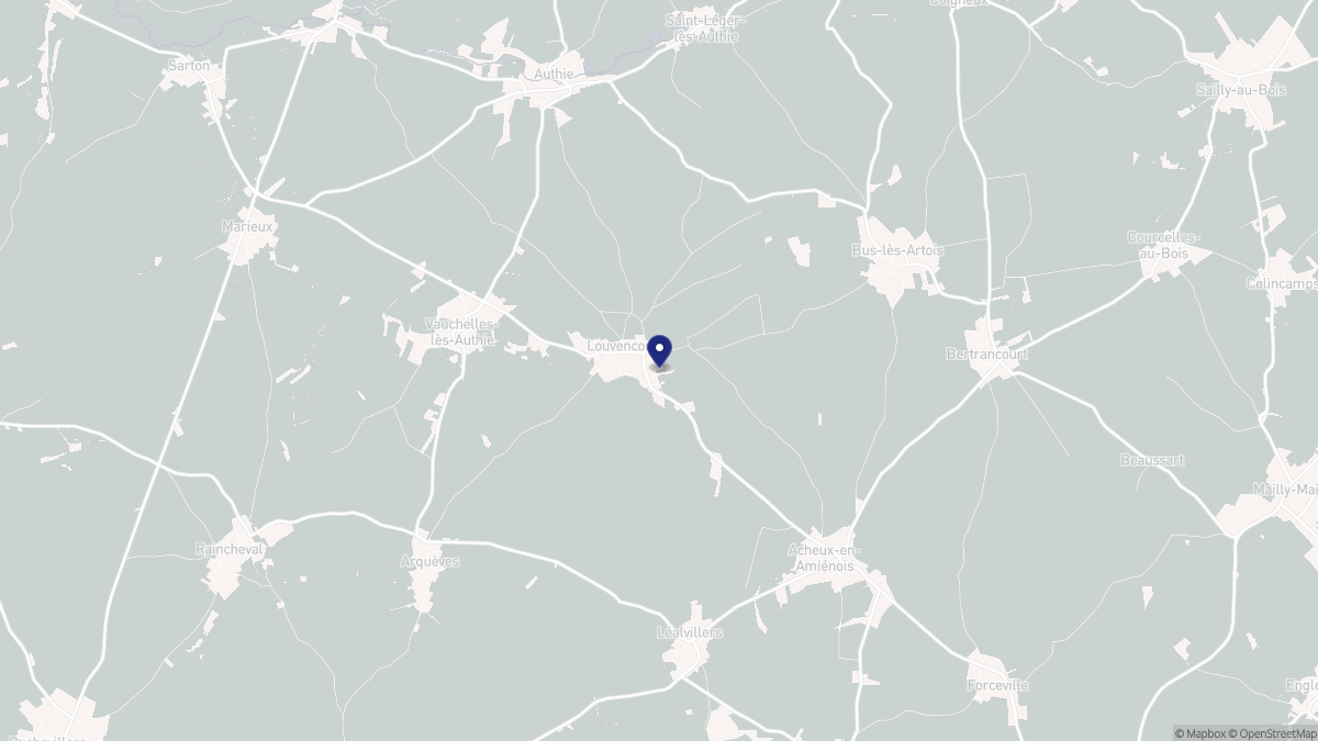 Aperçu cartographique de Louvencourt, centré sur la commune
