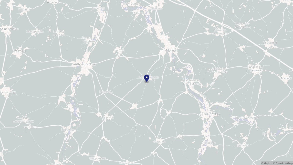 Aperçu cartographique de Mailly-Raineval, centré sur la commune