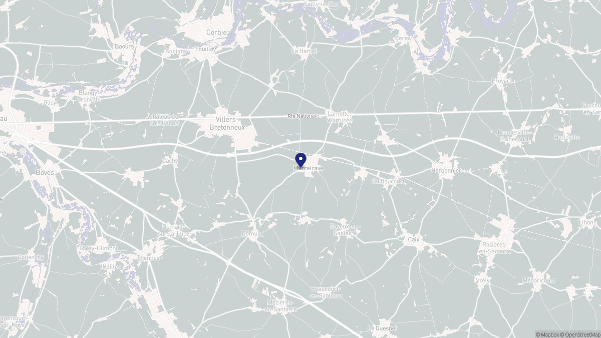 Aperçu cartographique de Marcelcave, centré sur la commune