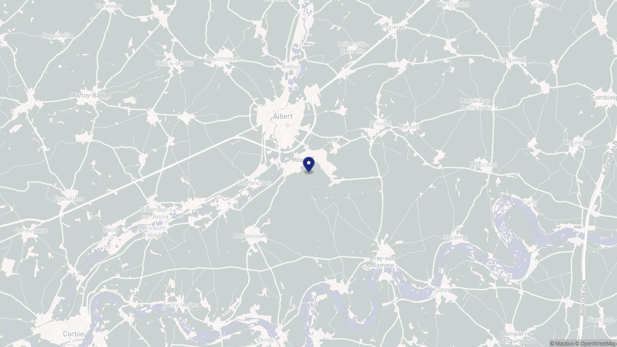 Aperçu cartographique de Méaulte, centré sur la commune