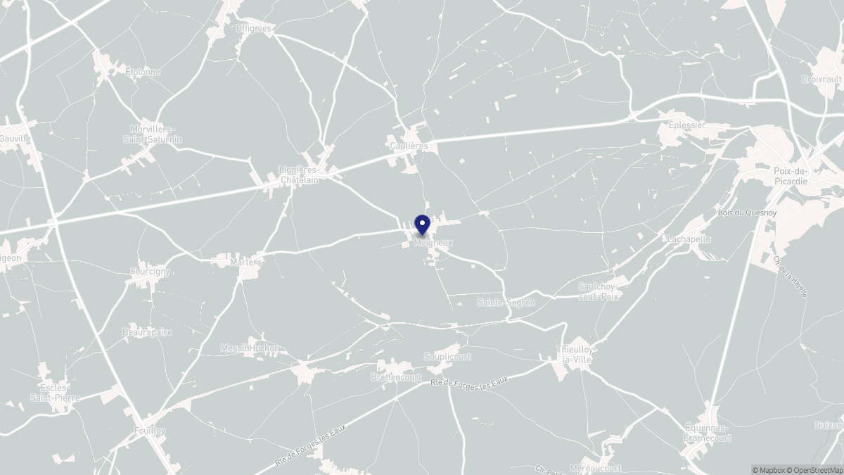 Aperçu cartographique de Meigneux, centré sur la commune