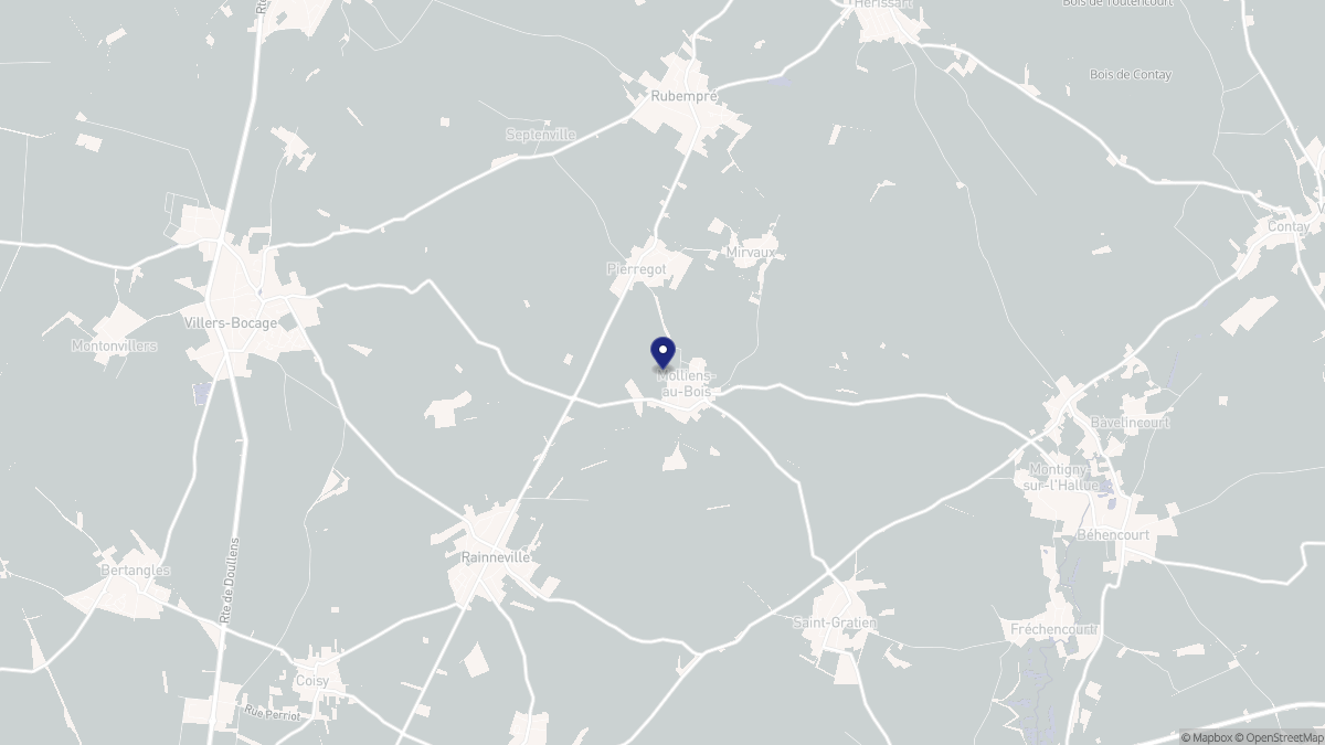 Aperçu cartographique de Molliens-au-Bois, centré sur la commune