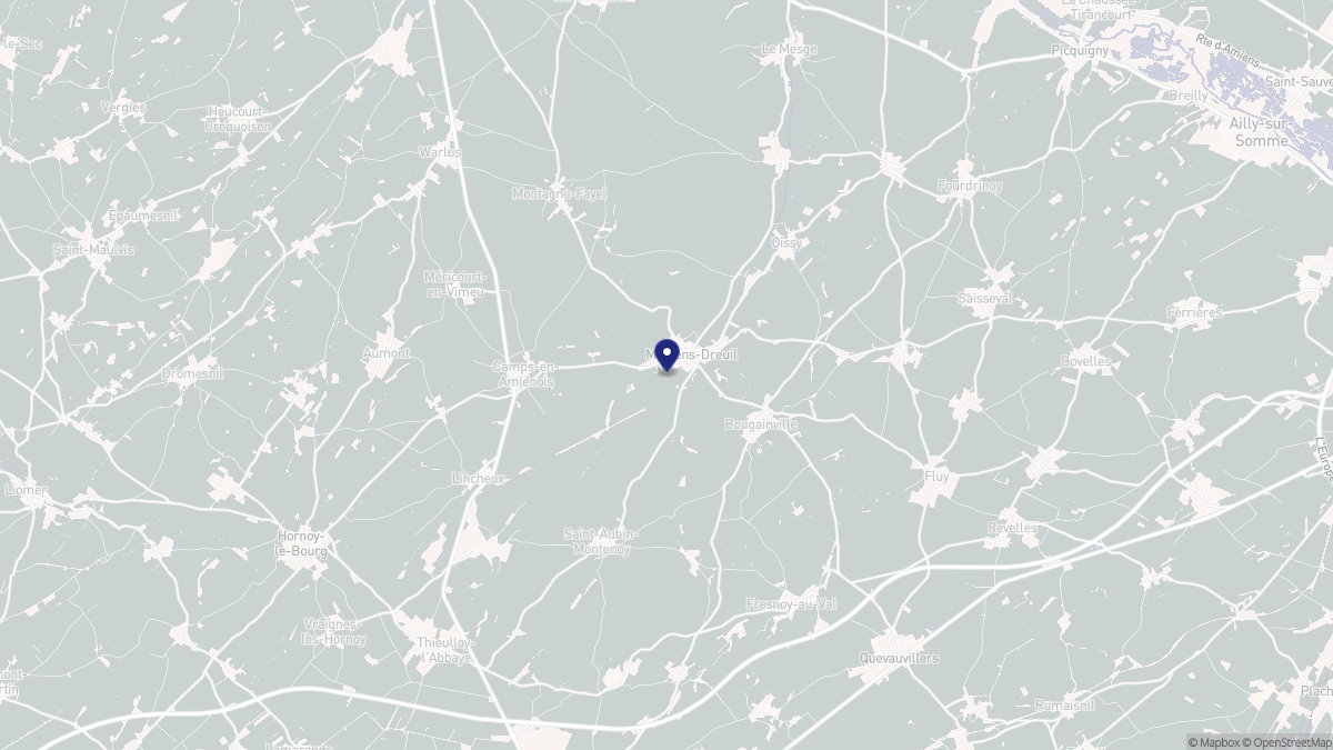 Aperçu cartographique de Molliens-Dreuil, centré sur la commune