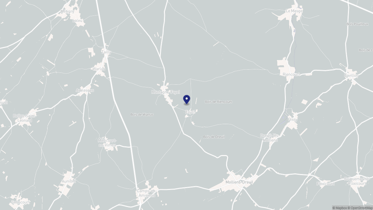 Aperçu cartographique de Montagne-Fayel, centré sur la commune