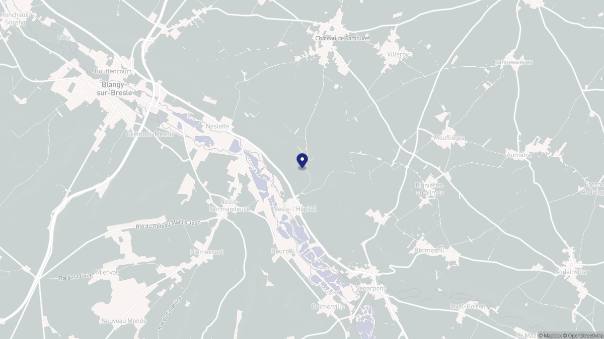 Aperçu cartographique de Nesle-l'Hôpital, centré sur la commune