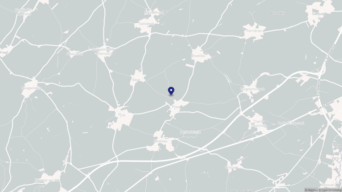 Aperçu cartographique de Pissy, centré sur la commune