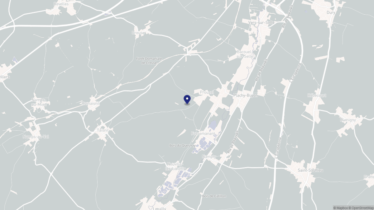 Aperçu cartographique de Prouzel, centré sur la commune