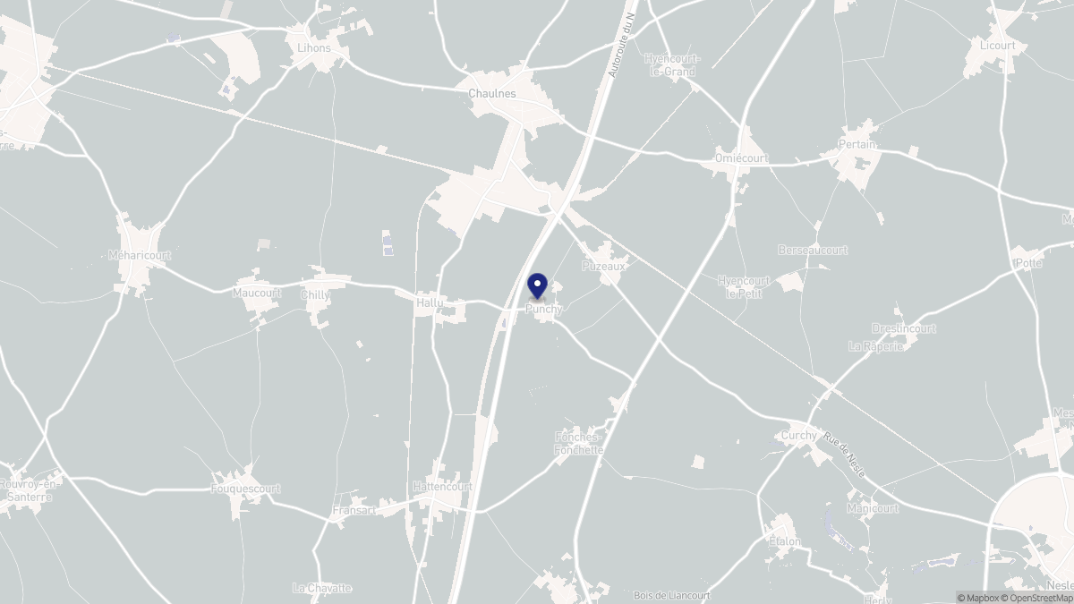 Aperçu cartographique de Punchy, centré sur la commune