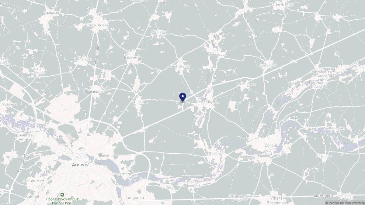 Aperçu cartographique de Querrieu, centré sur la commune