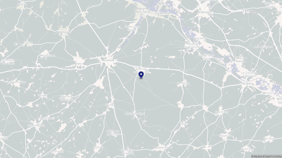 Aperçu cartographique de Quesnoy-sur-Airaines, centré sur la commune