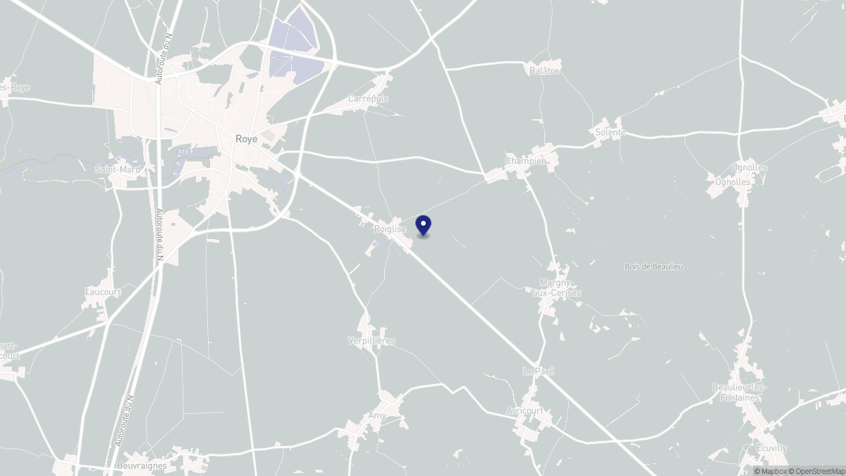 Aperçu cartographique de Roiglise, centré sur la commune