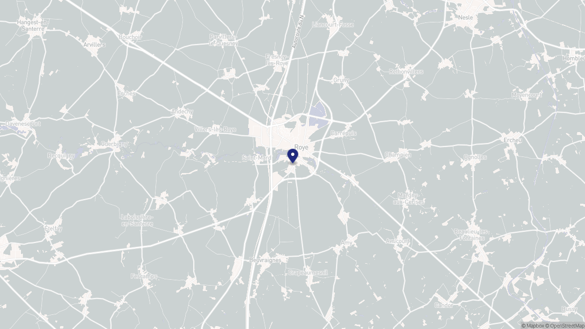 Aperçu cartographique de Roye, centré sur la commune