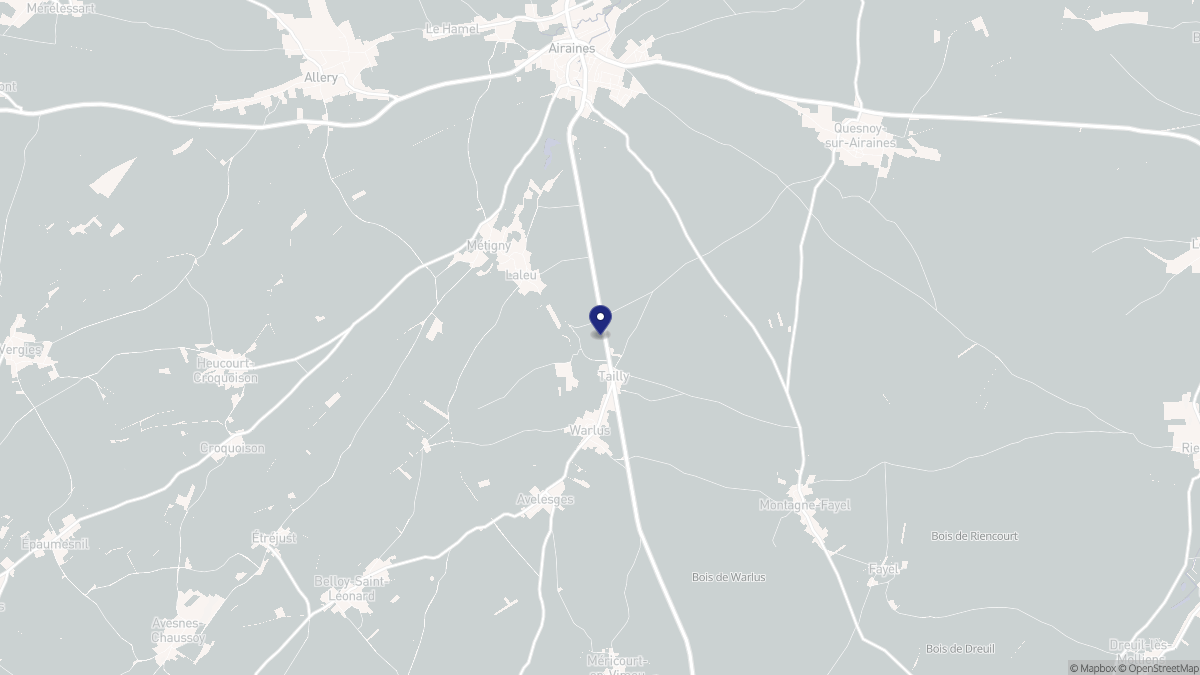 Aperçu cartographique de Tailly, centré sur la commune