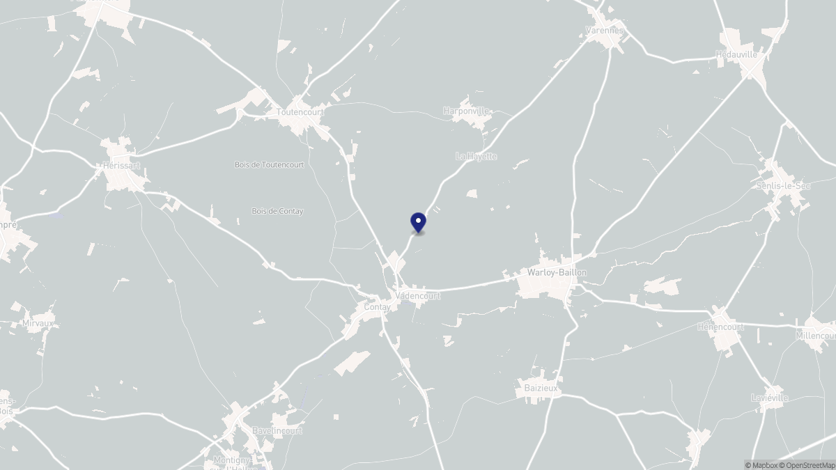 Aperçu cartographique de Vadencourt, centré sur la commune