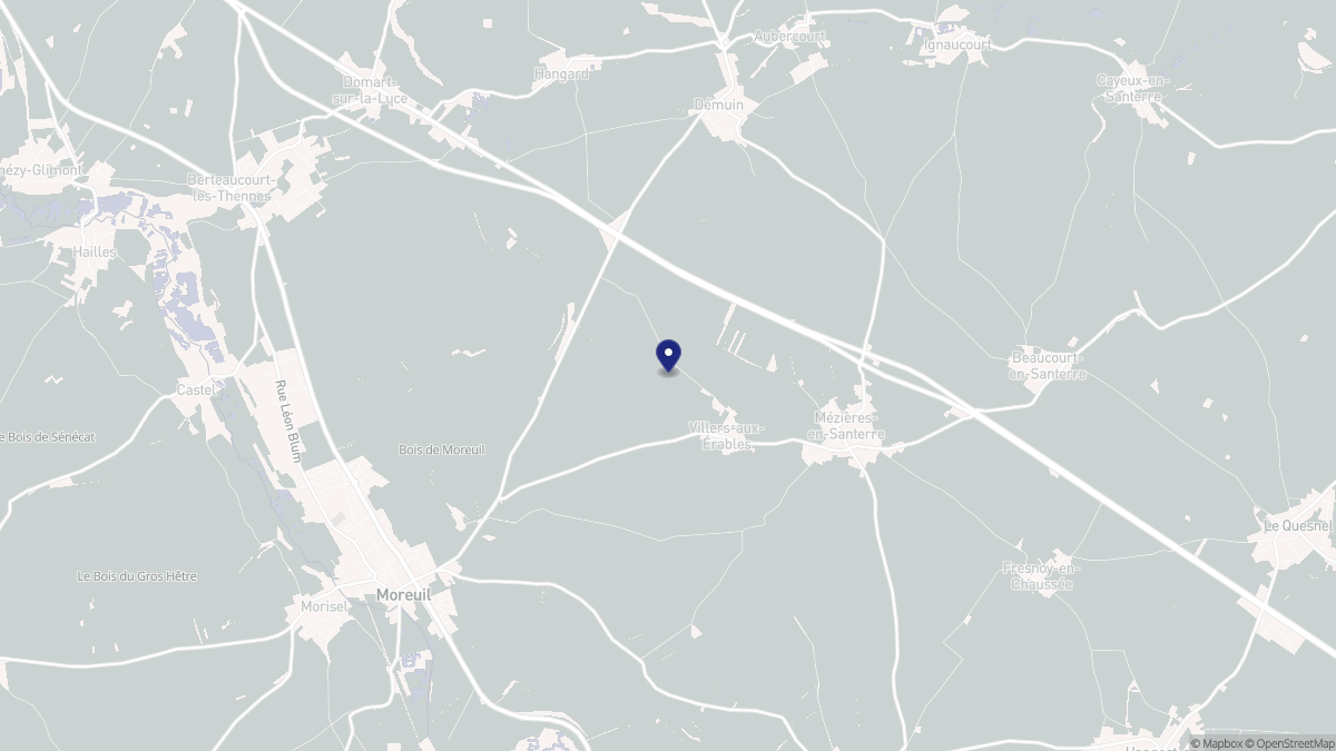 Aperçu cartographique de Villers-aux-Érables, centré sur la commune