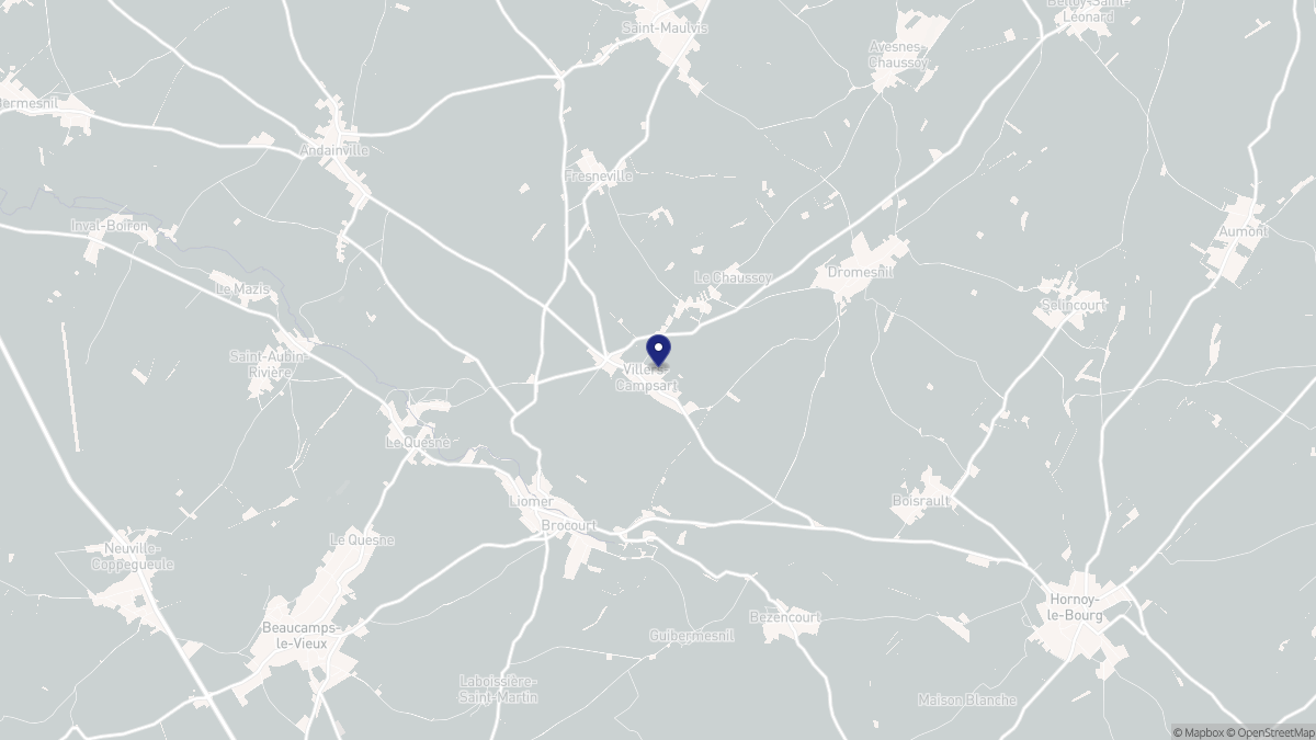 Aperçu cartographique de Villers-Campsart, centré sur la commune