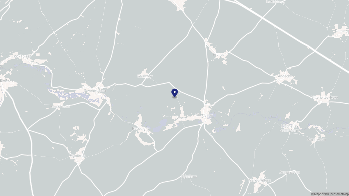 Aperçu cartographique de Warsy, centré sur la commune