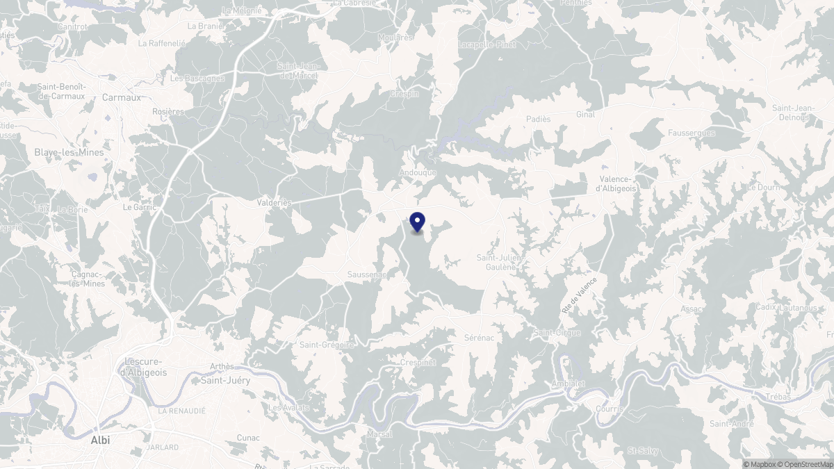 Aperçu cartographique de Andouque, centré sur la commune