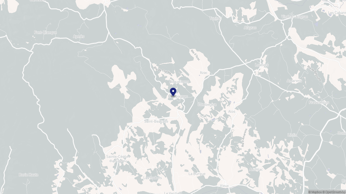 Aperçu cartographique de Campagnac, centré sur la commune