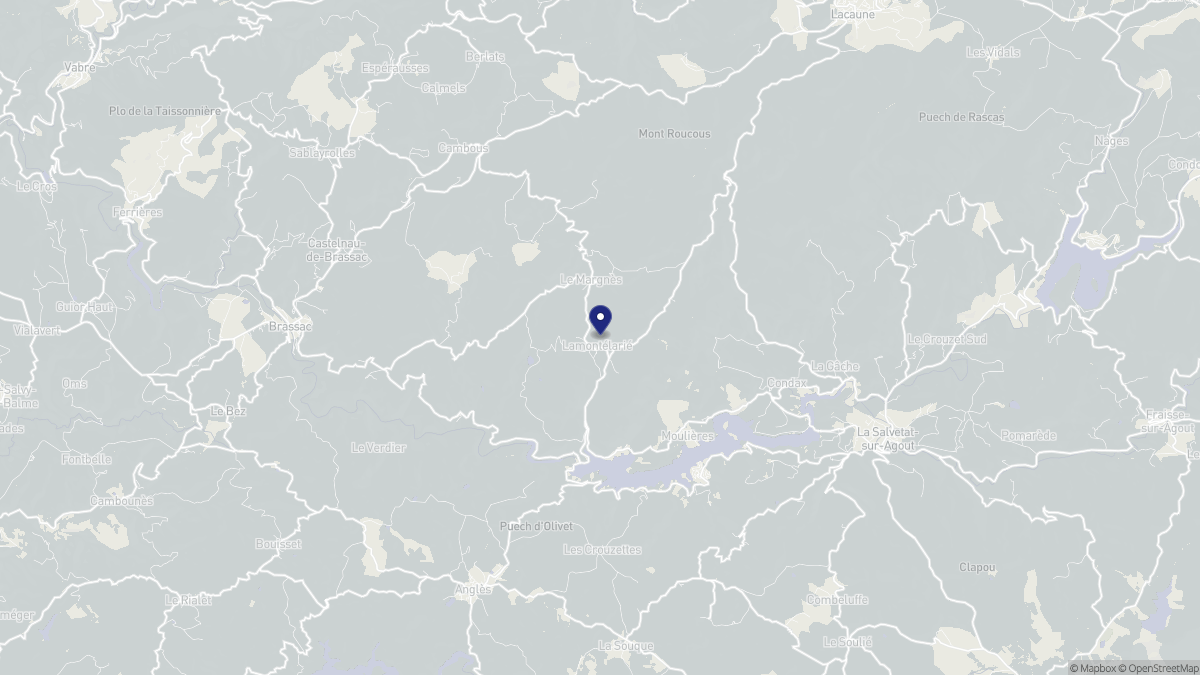 Aperçu cartographique de Lamontélarié, centré sur la commune