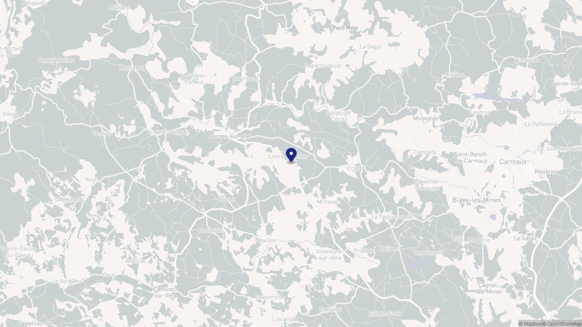 Aperçu cartographique de Livers-Cazelles, centré sur la commune