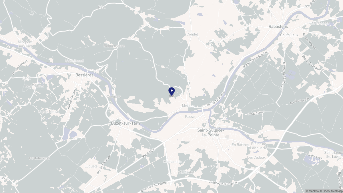 Aperçu cartographique de Mézens, centré sur la commune