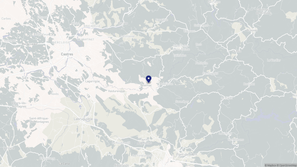 Aperçu cartographique de Noailhac, centré sur la commune