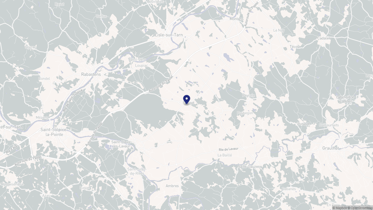 Aperçu cartographique de Parisot, centré sur la commune