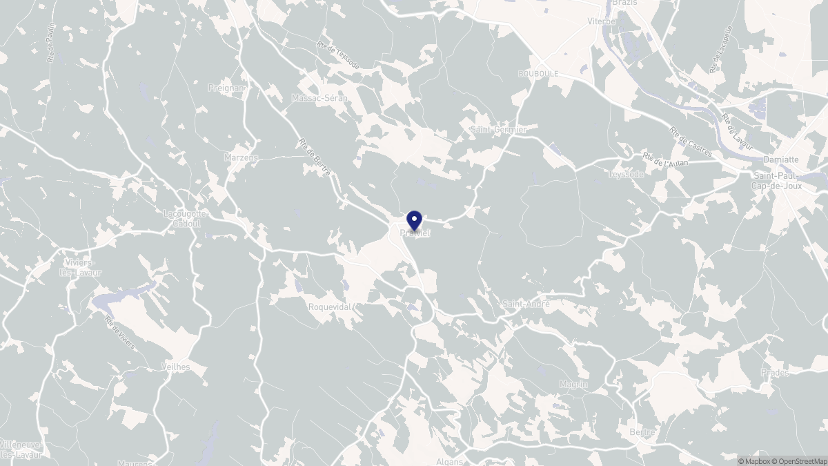 Aperçu cartographique de Pratviel, centré sur la commune