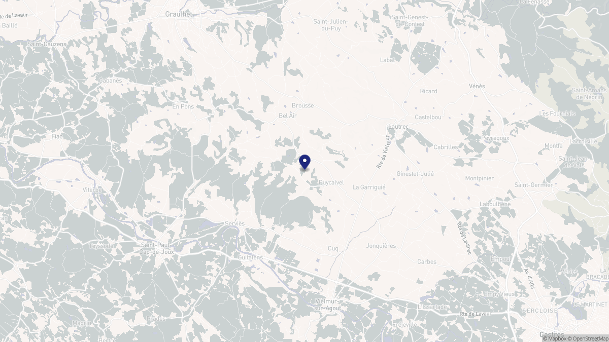 Aperçu cartographique de Puycalvel, centré sur la commune