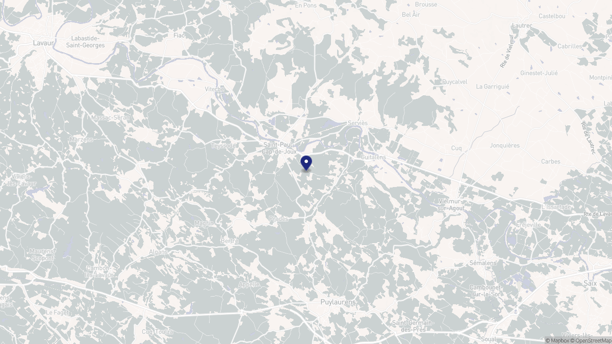 Aperçu cartographique de Saint-Paul-Cap-de-Joux, centré sur la commune