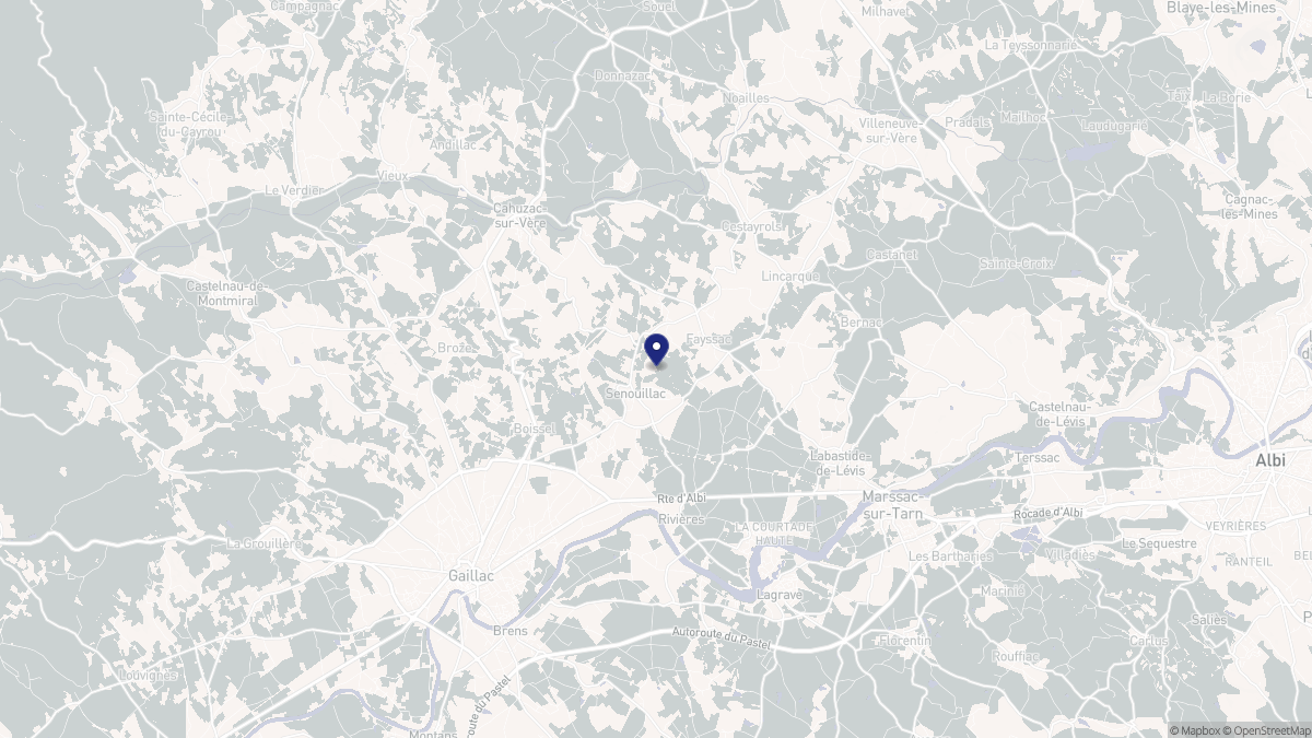 Aperçu cartographique de Senouillac, centré sur la commune