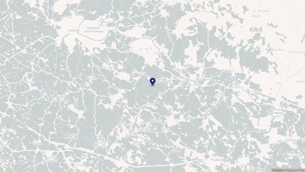 Aperçu cartographique de Teyssode, centré sur la commune