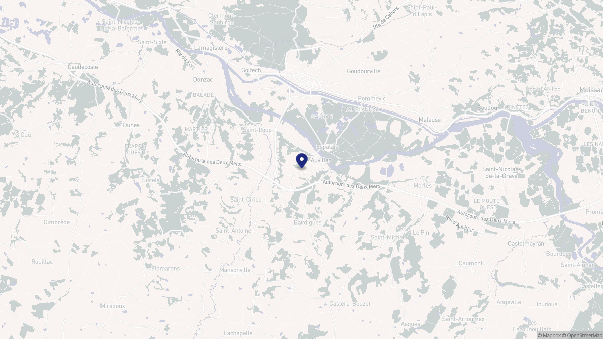 Aperçu cartographique de Auvillar, centré sur la commune