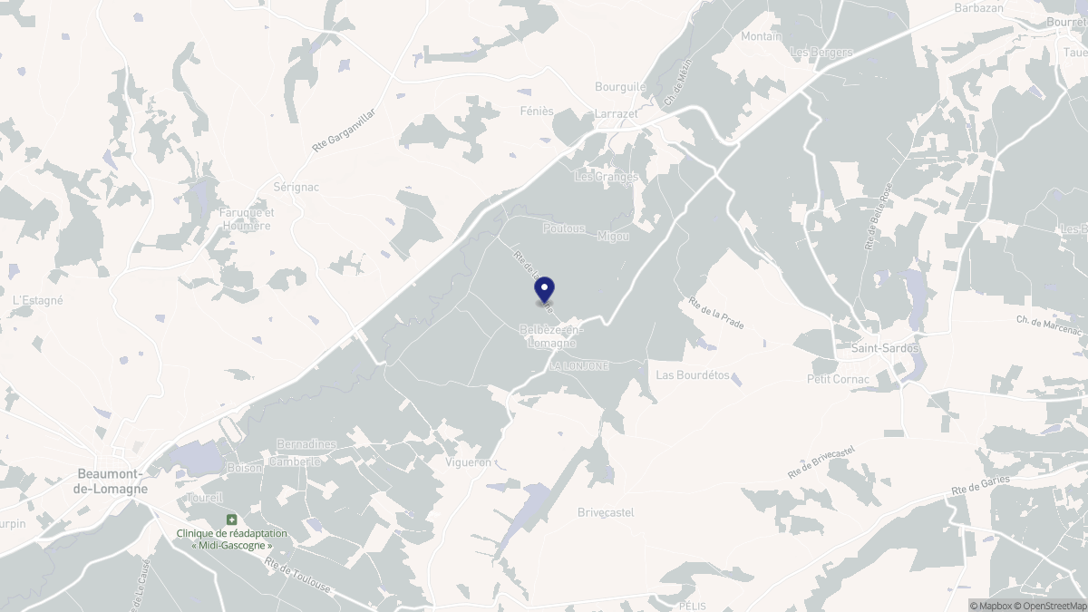 Aperçu cartographique de Belbèze-en-Lomagne, centré sur la commune