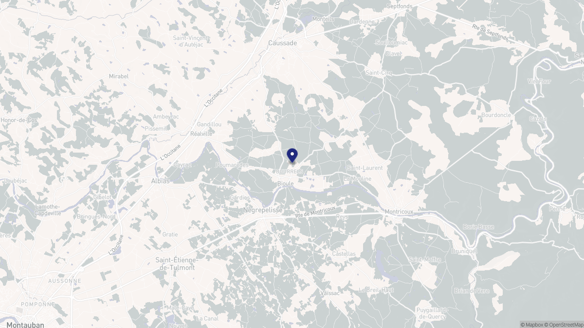 Aperçu cartographique de Bioule, centré sur la commune