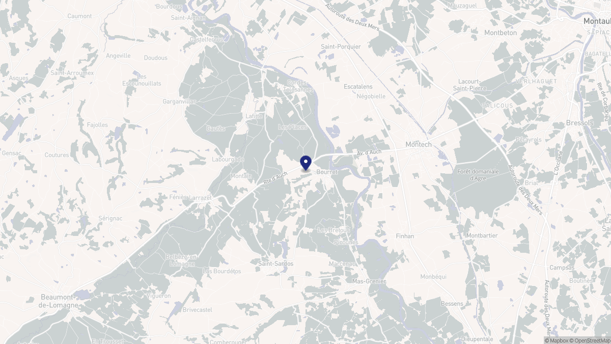 Aperçu cartographique de Bourret, centré sur la commune