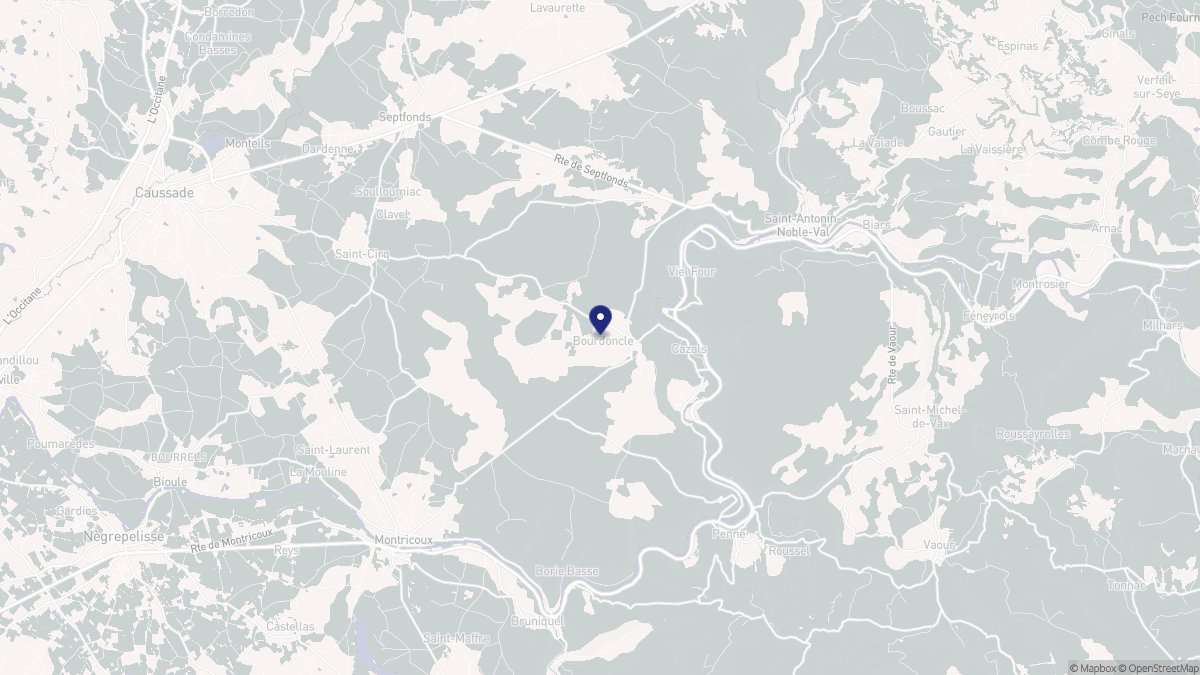 Aperçu cartographique de Cazals, centré sur la commune