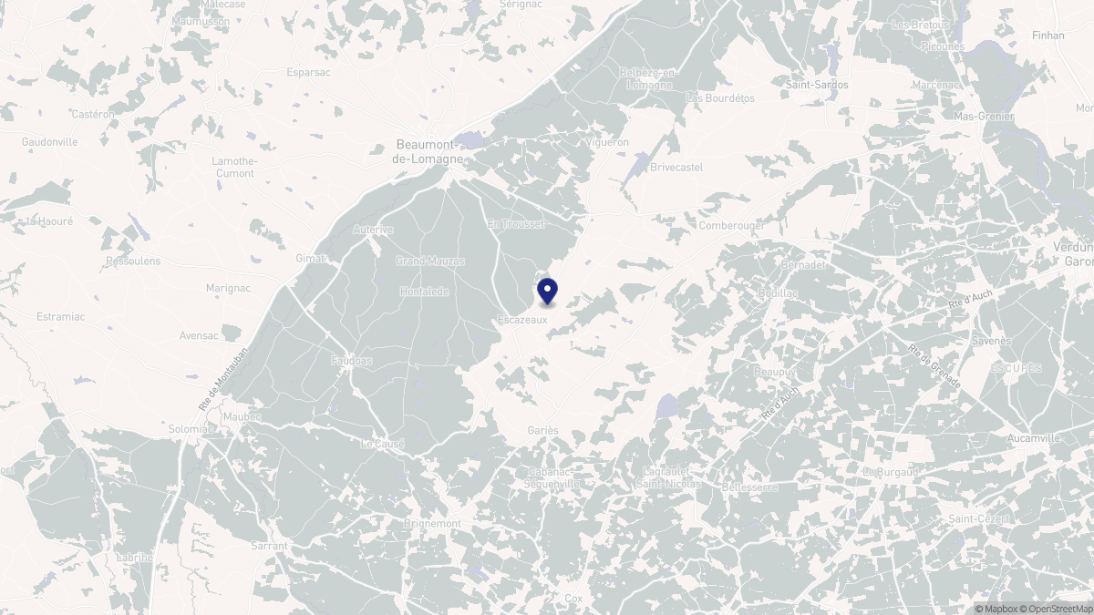Aperçu cartographique de Escazeaux, centré sur la commune
