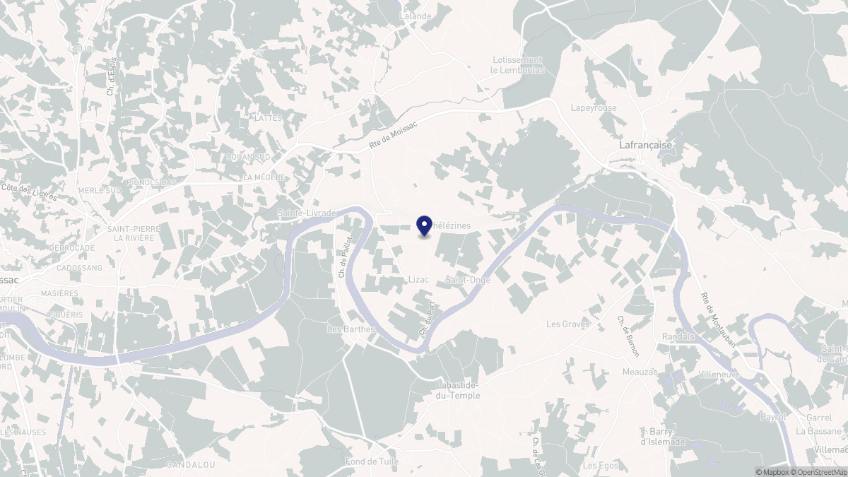 Aperçu cartographique de Lizac, centré sur la commune