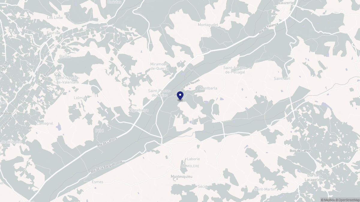 Aperçu cartographique de Montbarla, centré sur la commune